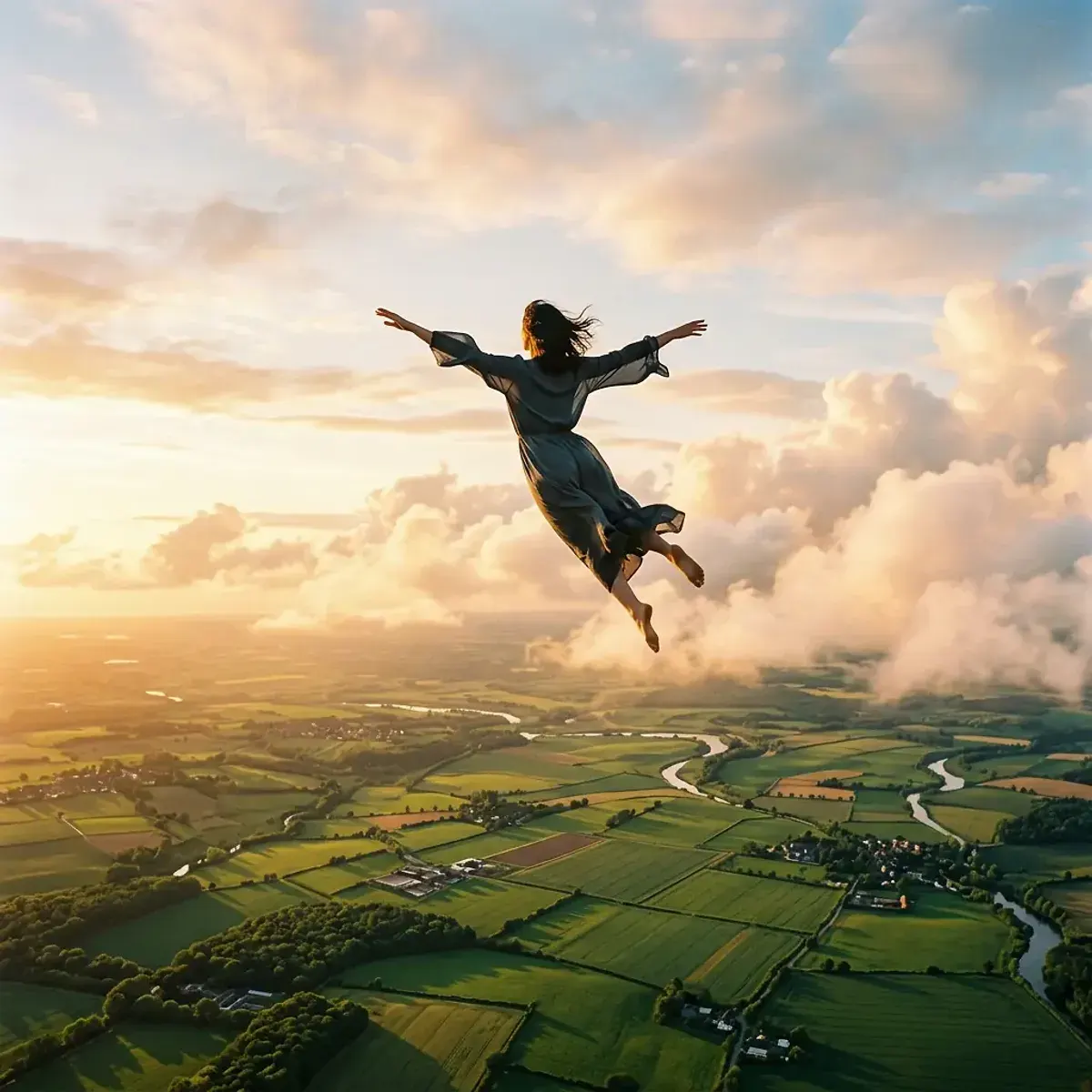 Dreamlike scene representing Flying