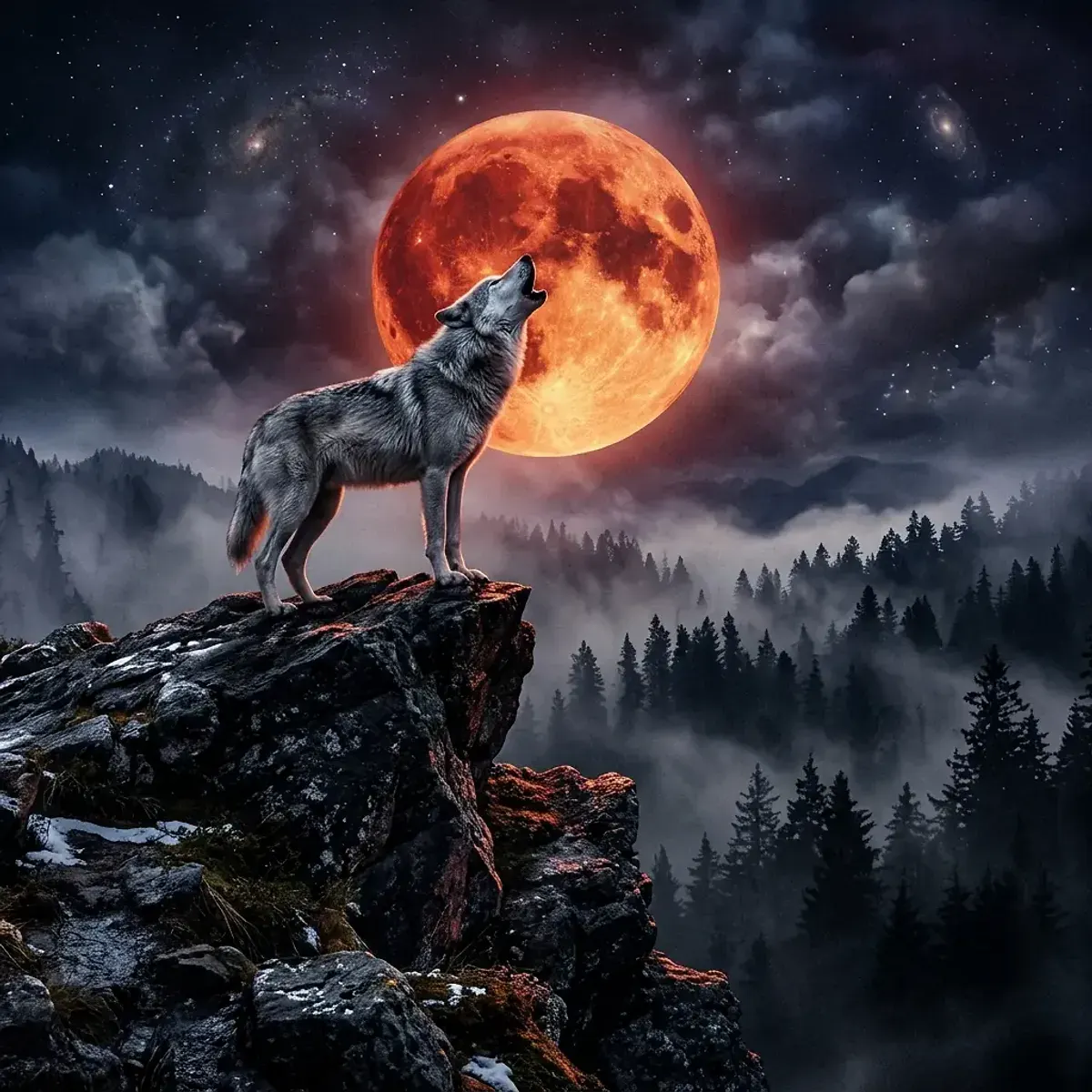 Dreamlike scene representing Wolf