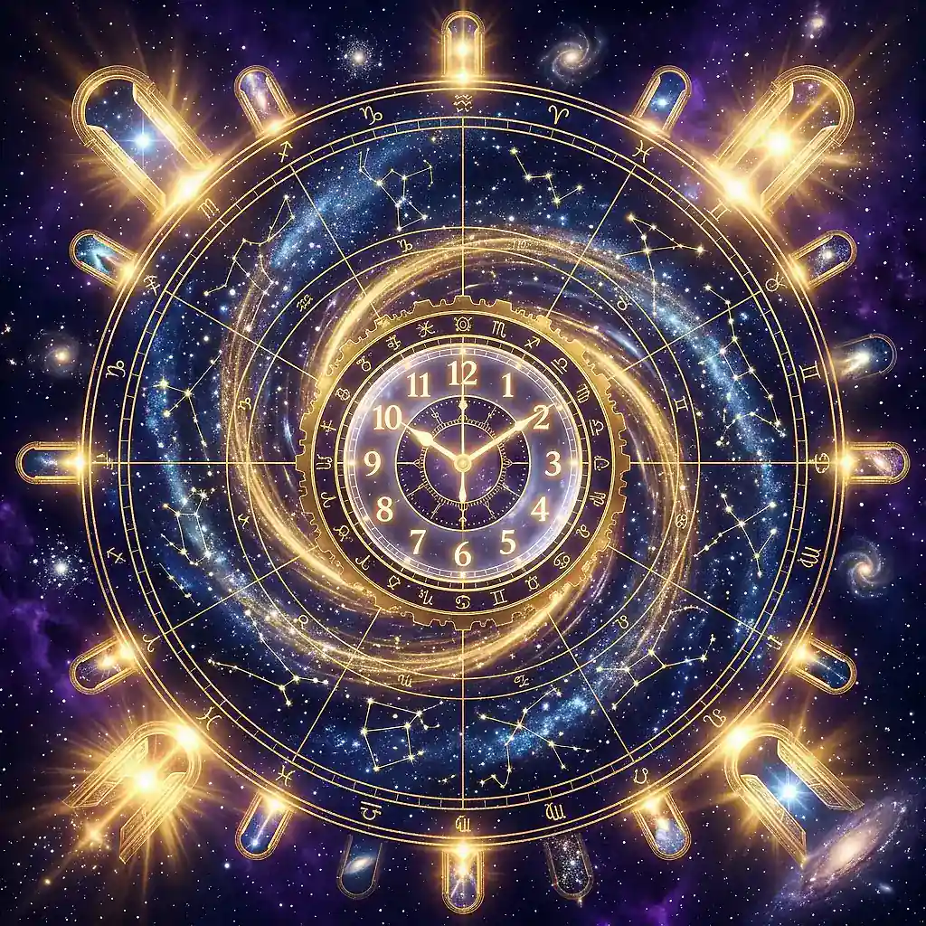 Mystical scene representing mirror hour 10:10
