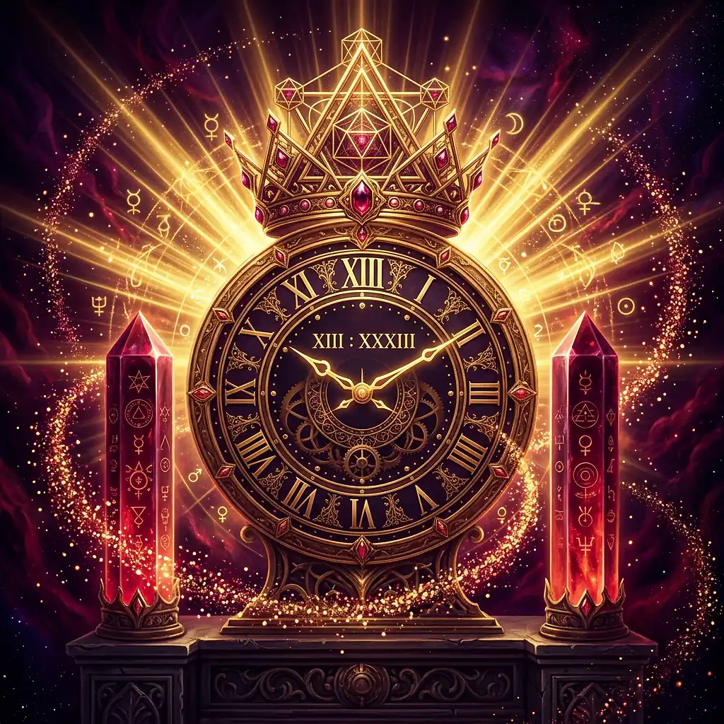 Mystical scene representing triple mirror hour 13:33