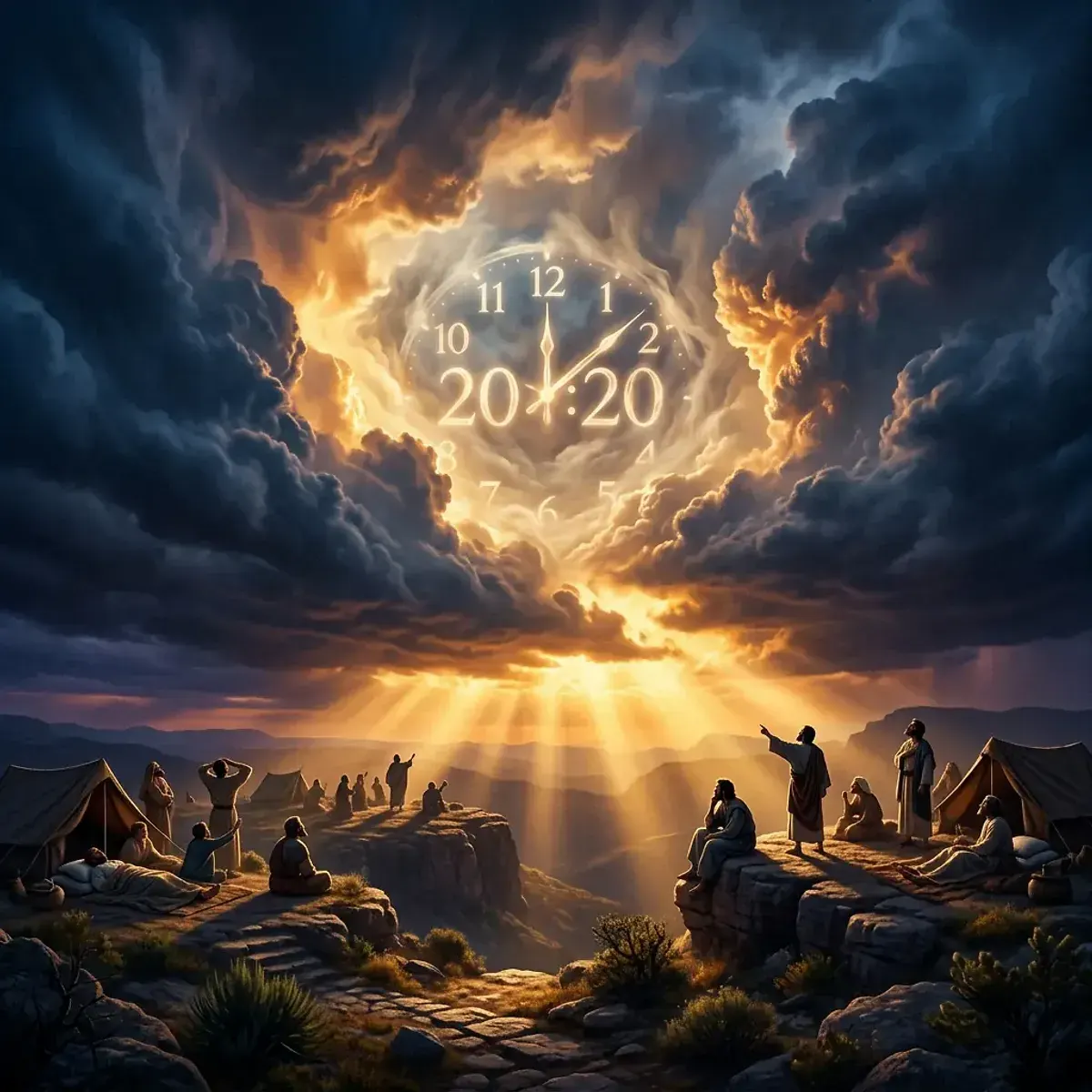 Mystical scene representing mirror hour 20:20