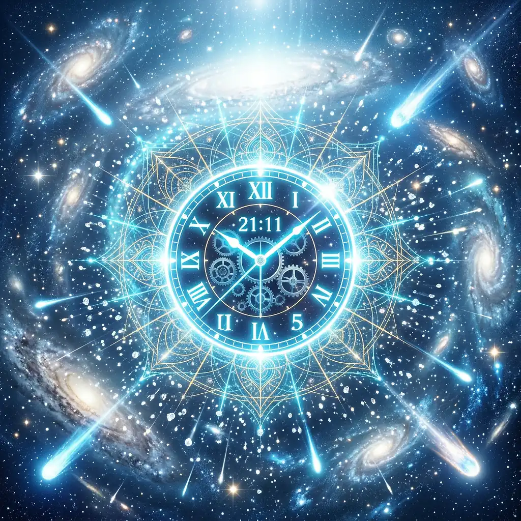 Mystical scene representing triple mirror hour 21:11