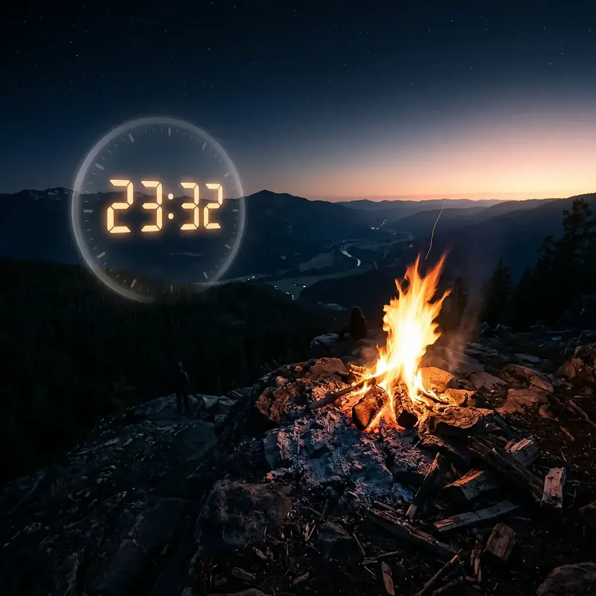 Mystical scene representing mirror hour 23:32