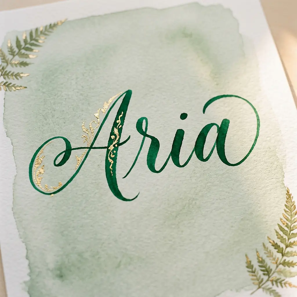 The name Aria in elegant calligraphy