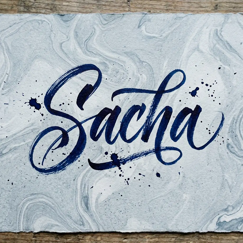 Le prénom Sacha en calligraphie élégante
