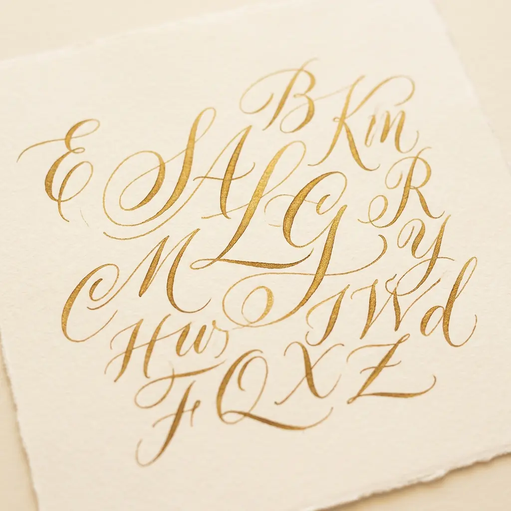 Elegant calligraphy letters on cream paper