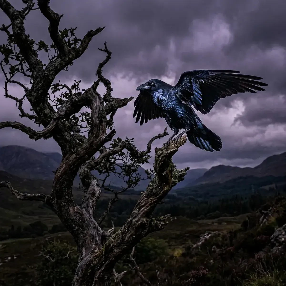 Raven in its natural habitat, wildlife photography