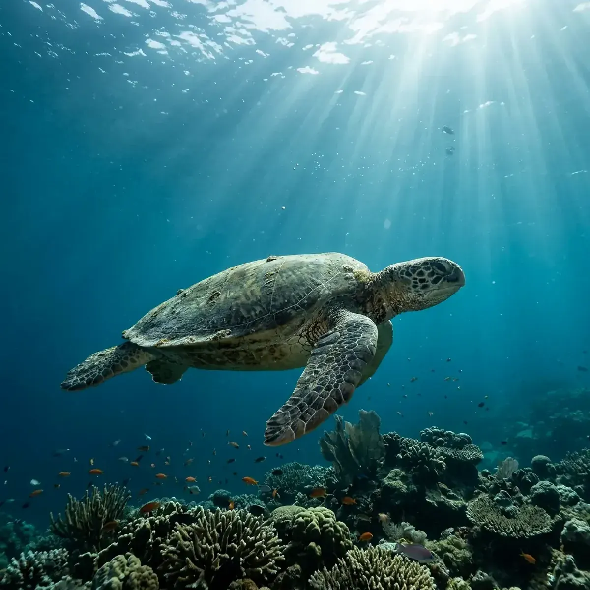 Turtle in its natural habitat, wildlife photography